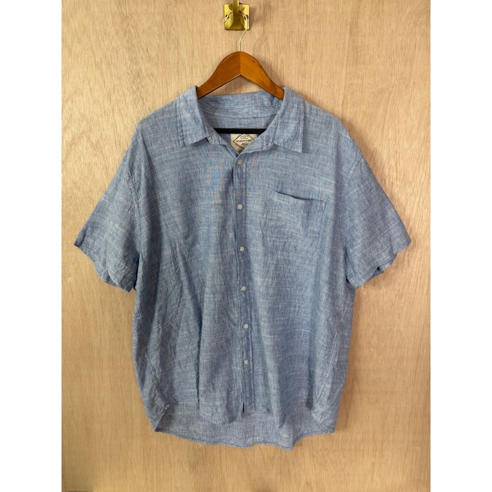 St John's Bay Mens Blue Textured Short Sleeve Button Down Shirt XXL